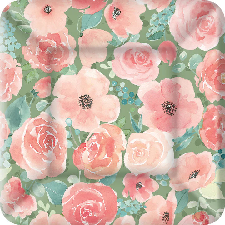 Blooming Delight Square Dinner Plate motif mawar dari RAJAHOKI899