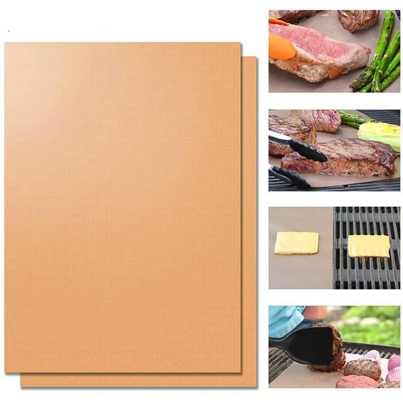 HITAMSLOT Non-Stick Copper Grill Mats BBQ anti lengket untuk memanggang daging dan sayuran