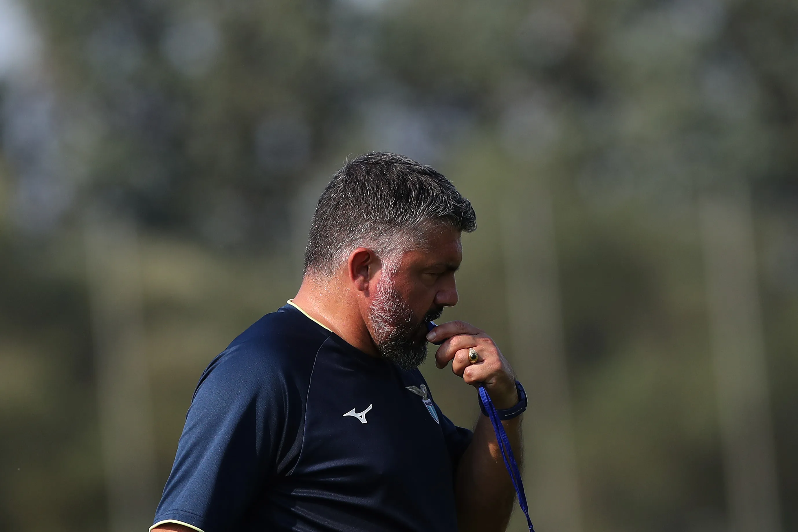 Pelatih Lazio Gennaro Gattuso dan striker AC Milan Santiago Gimenez dalam laga sepak bola