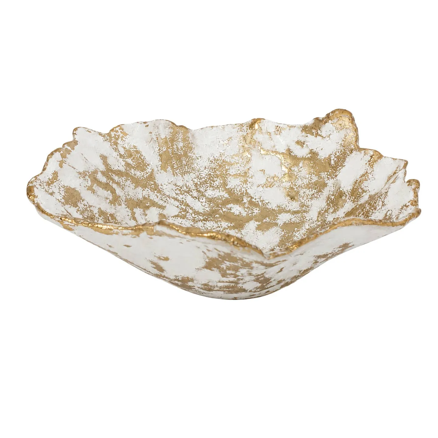 GOKONG77 Gold & White Freeform Bowl Small dengan sentuhan daun emas mewah