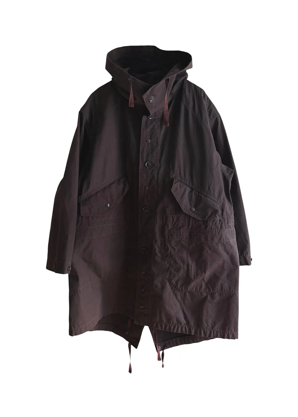 OKTO88 Highland Parka DK. Brown Heavyweight Cotton Ripstop tampak depan
