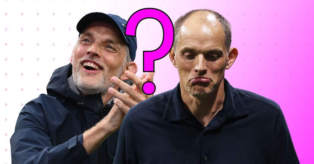 Manajer timnas Inggris Thomas Tuchel terlihat kecewa di pinggir lapangan setelah kalah dari Argentina