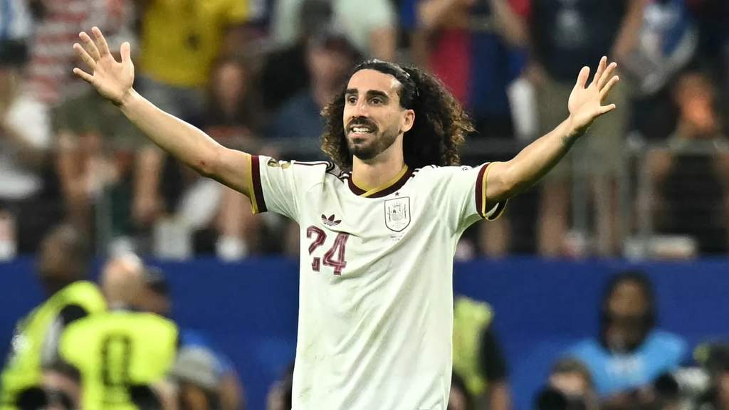 Marc Cucurella saat membela timnas Spanyol di turnamen internasional