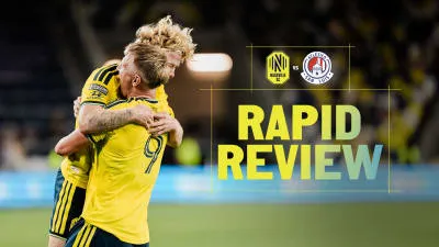 Para pemain Nashville SC merayakan gol ke gawang Atletico de San Luis di GEODIS Park.