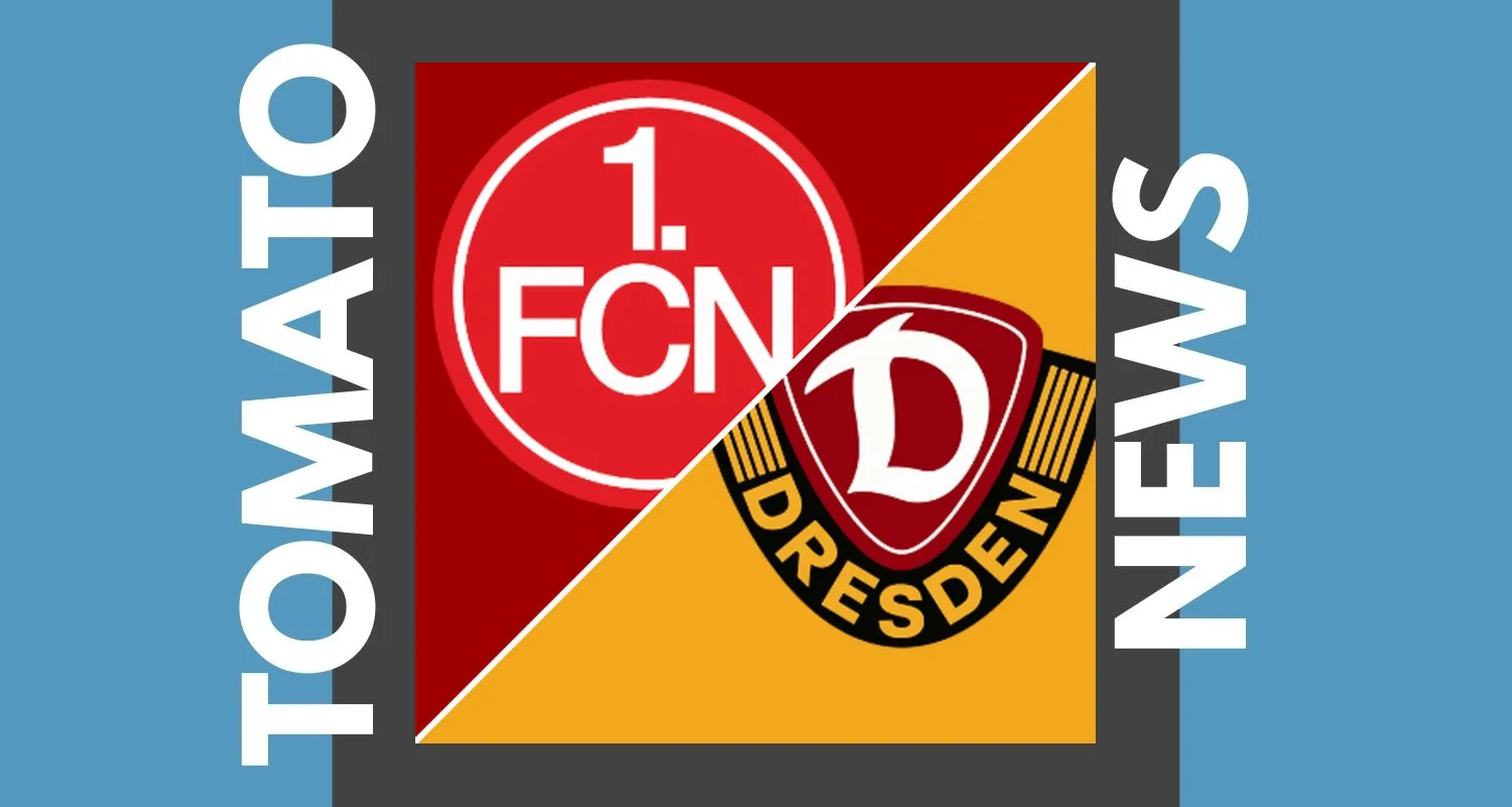 Selebrasi pemain 1. FC Nürnberg setelah mencetak gol ke gawang Dynamo Dresden di stadion.