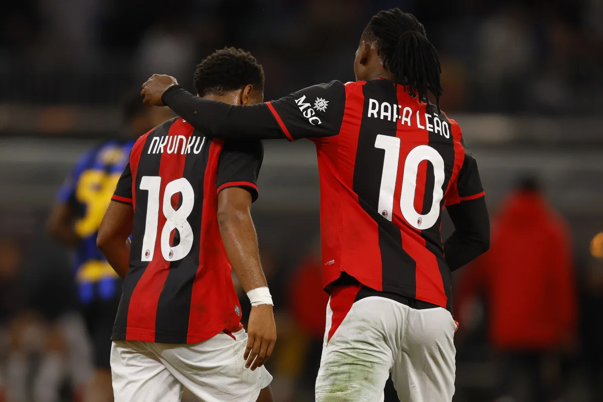 Rafael Leao dari AC Milan dalam pertandingan Serie A melawan Cagliari di San Siro