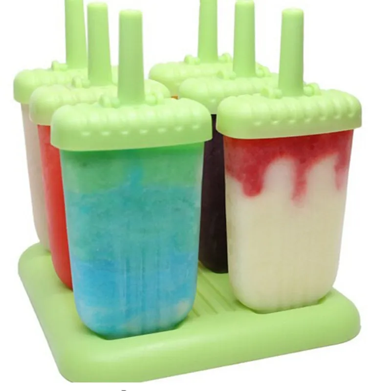 Cetakan es lilin 6-cell warna-warni dari SIGMASLOT untuk membuat es buah di rumah