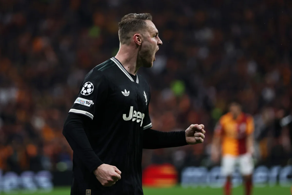 Teun Koopmeiners merayakan gol untuk Juventus saat melawan Lecce di Allianz Stadium