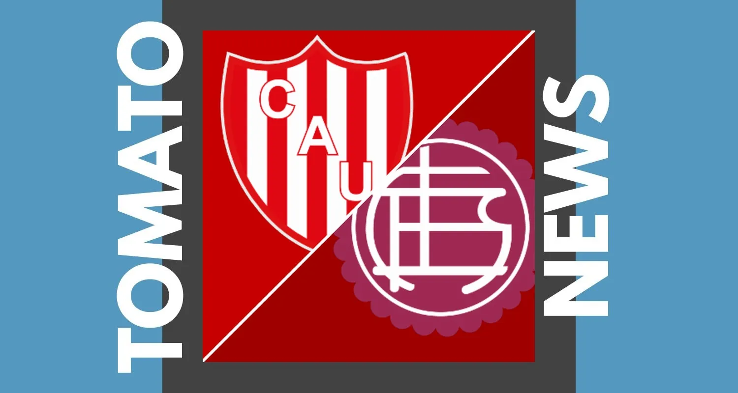 Aksi pertandingan antara pemain Unión Santa Fe dan Lanús di Liga Profesional de Fútbol.
